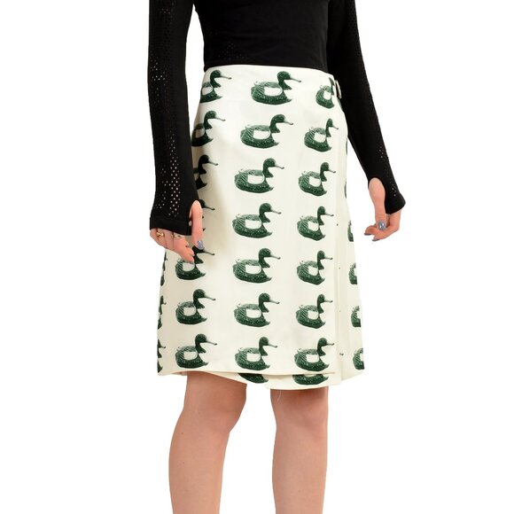 Burberry Women's 100% Silk Pleated A-Line Printed Skirt UK 4 US 2 IT 36 - Picture 2 of 5